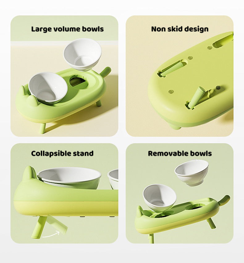 Dual Pet Bowl with Collapsible Stand