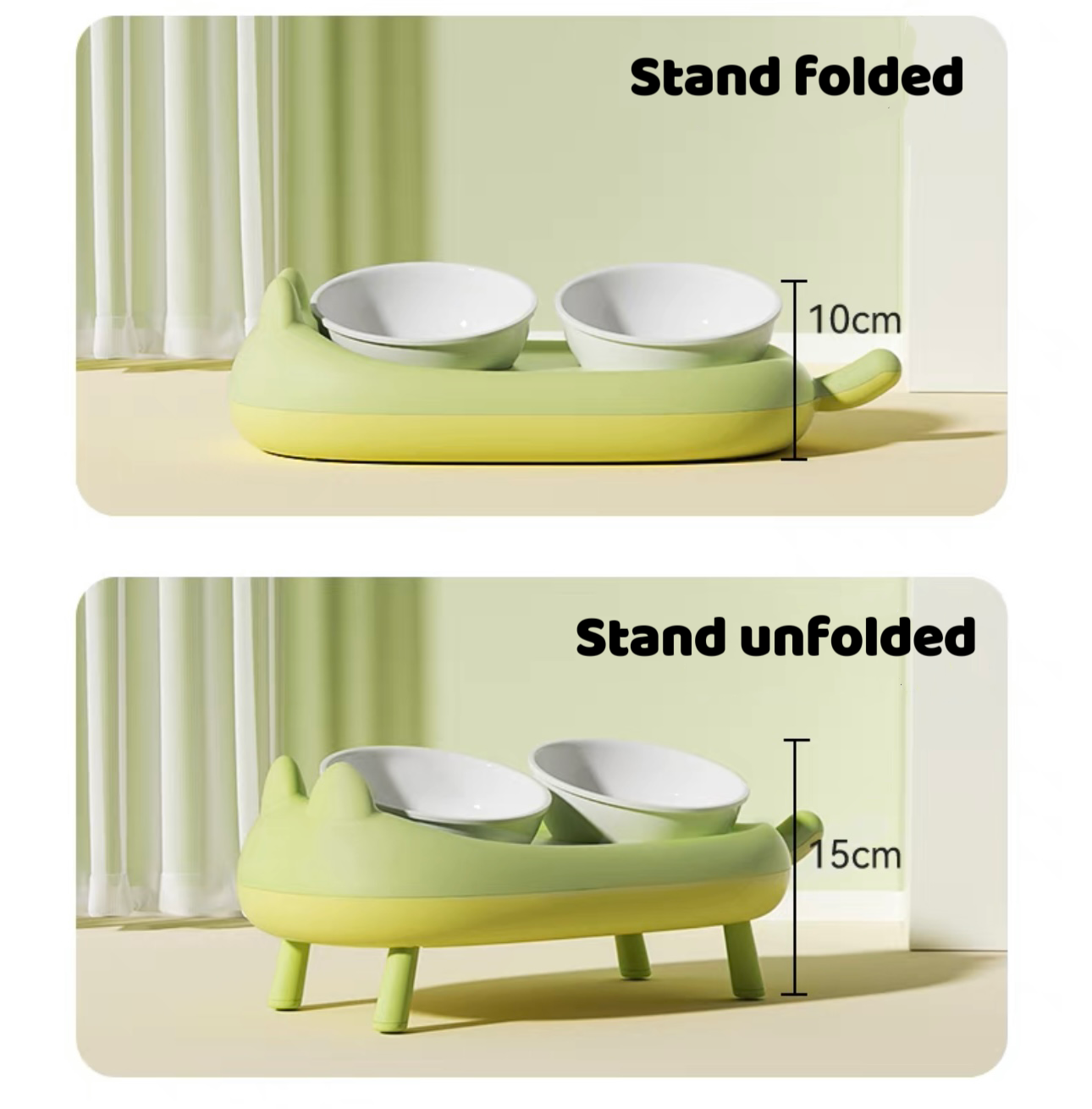 Dual Pet Bowl with Collapsible Stand