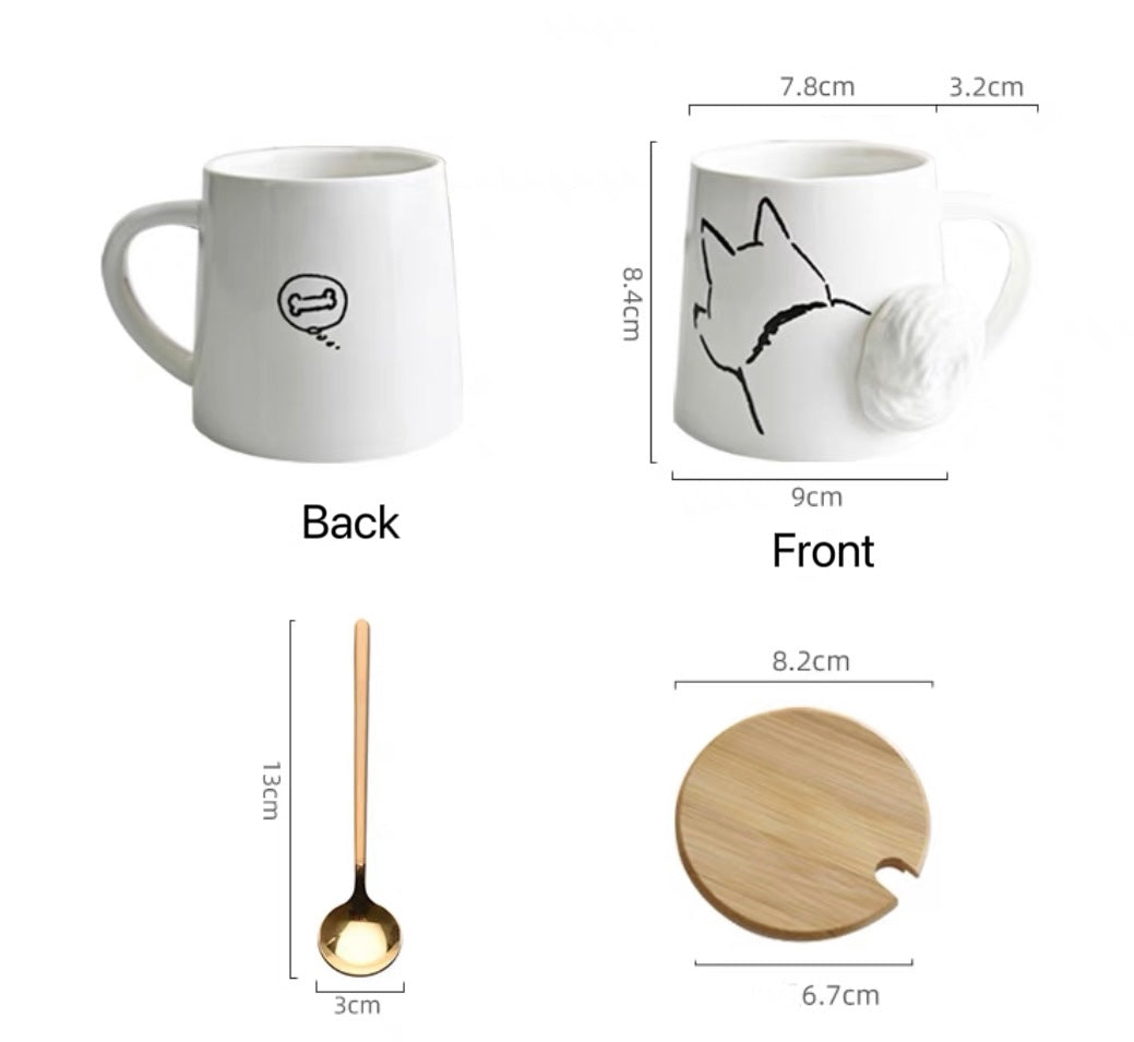 Cute 3D Animal Tail Ceramic Mug