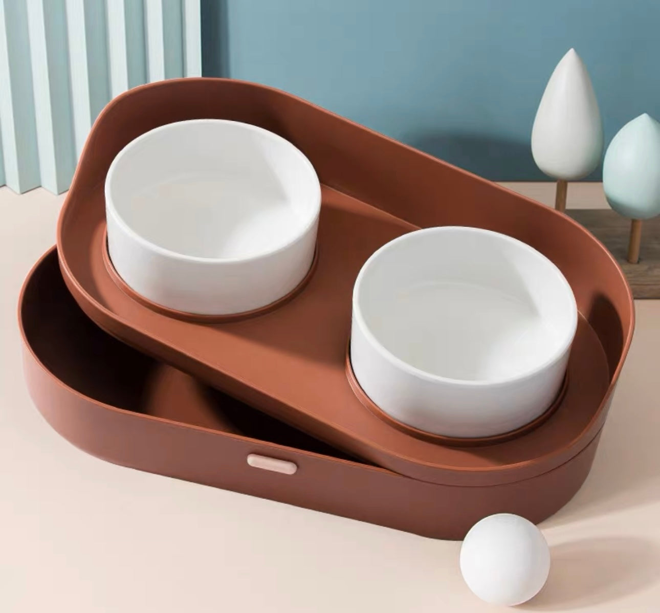 Dual Pet Bowl With Storage Base