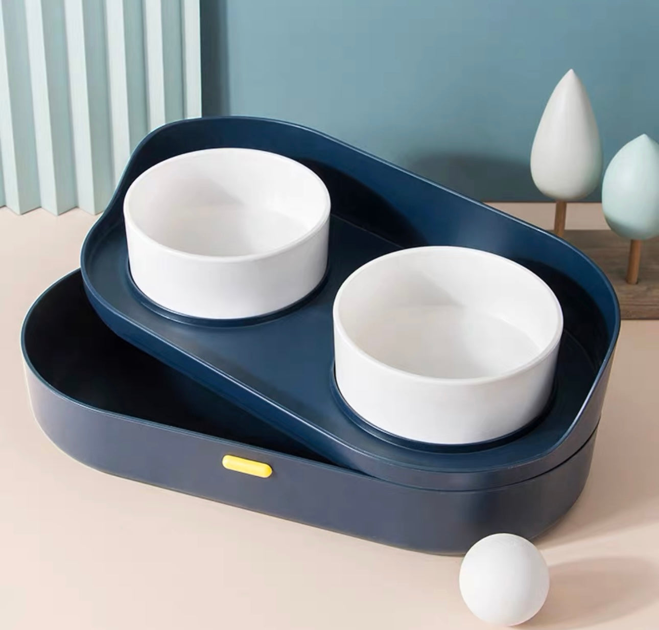 Dual Pet Bowl With Storage Base