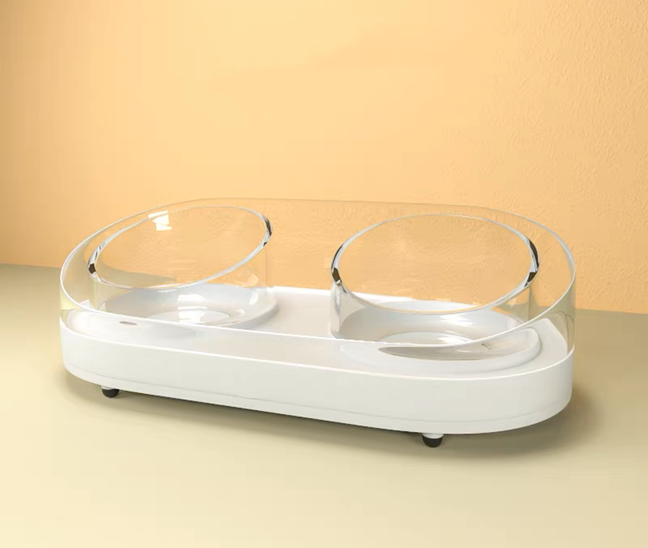 Elevated Glass Dual Pet Bowl + Placemat