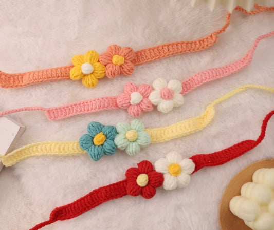 Wool Knitted Flower Collar