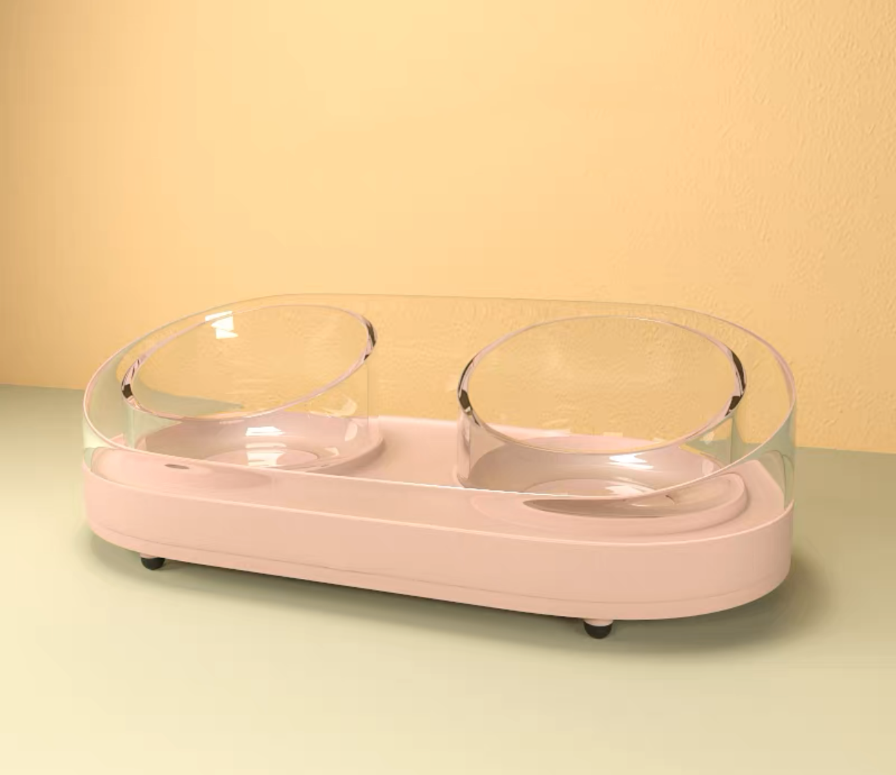 Elevated Glass Dual Pet Bowl + Placemat